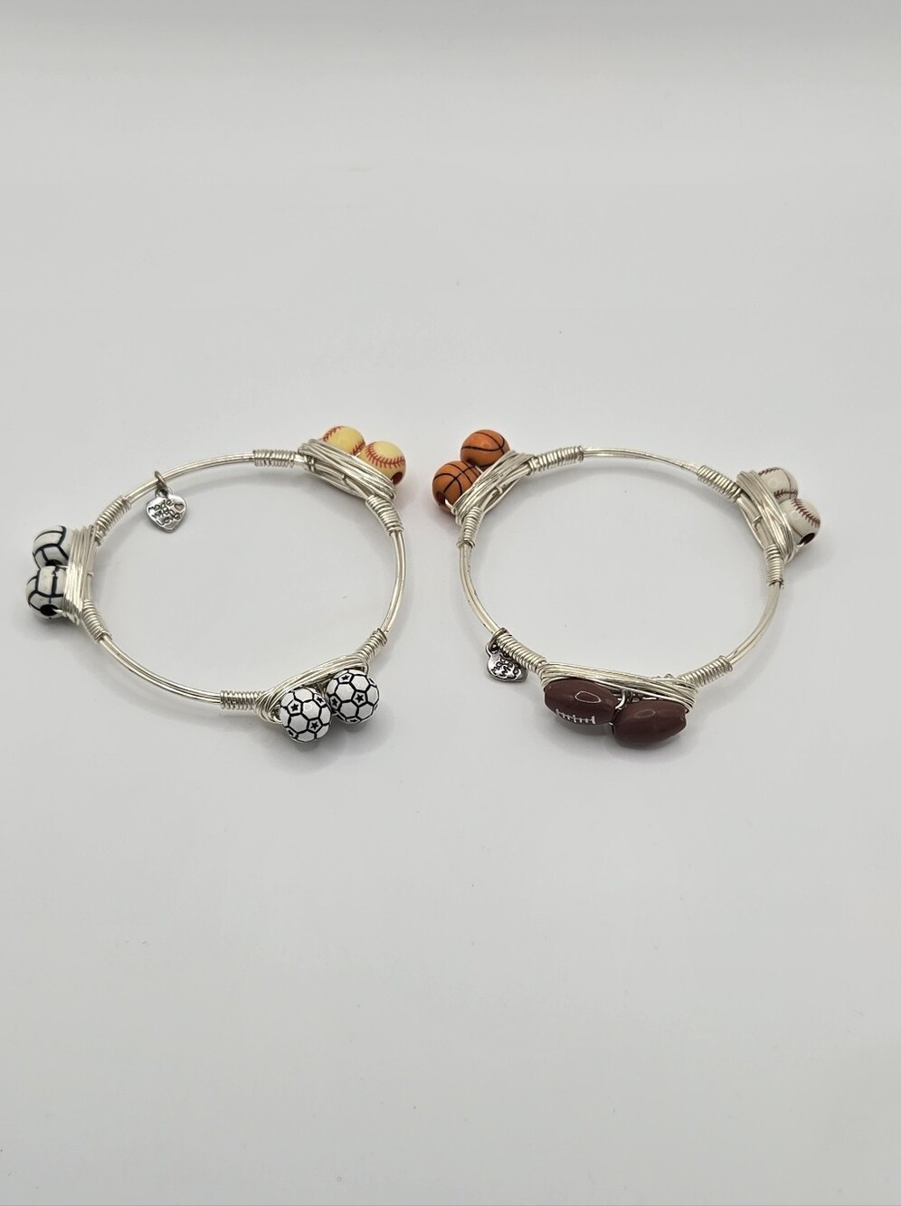 Sports Charm Bangle Bracelet Set